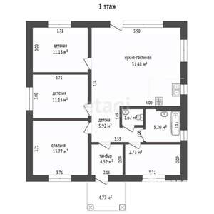 Дом 170м², 1-этажный, участок 7 сот.  