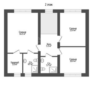 Дом 110м², 2-этажный, участок 2 сот.  