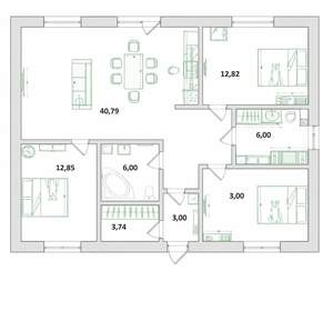 Дом 95м², 1-этажный, участок 6 сот.  
