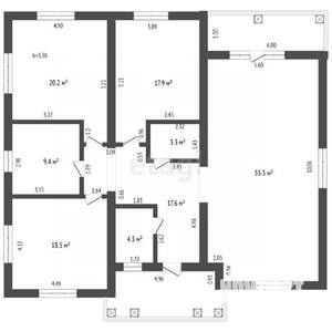 Дом 153м², 1-этажный, участок 9 сот.  