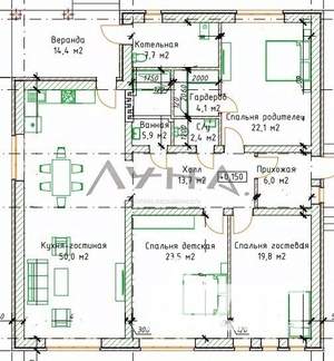 Дом 155м², 1-этажный, участок 10 сот.  