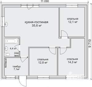 Дом 86м², 1-этажный, участок 10 сот.  