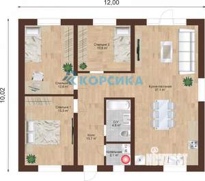 Дом 110м², 1-этажный, участок 8 сот.  