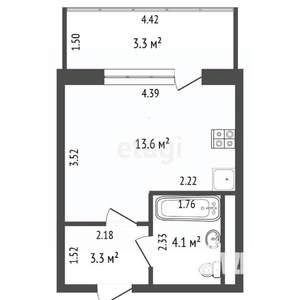 Студия квартира, на длительный срок, 30м2, 4/18 этаж
