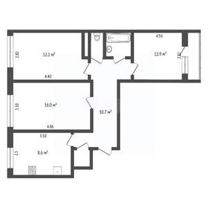 3-к квартира, на длительный срок, 68м2, 8/10 этаж