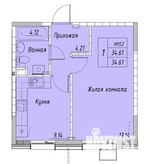 1-к квартира, на длительный срок, 34м2, 1/7 этаж