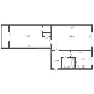 2-к квартира, вторичка, 44м2, 5/5 этаж
