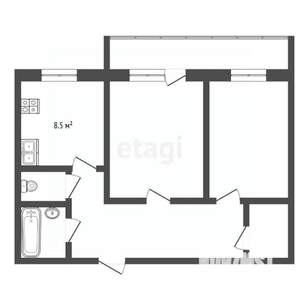 2-к квартира, вторичка, 52м2, 8/9 этаж