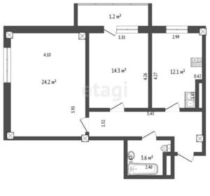 2-к квартира, вторичка, 67м2, 3/17 этаж