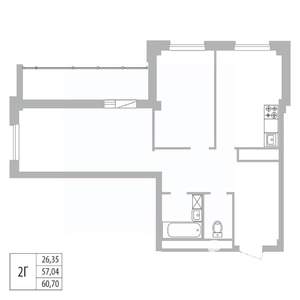 2-к квартира, вторичка, 61м2, 9/25 этаж