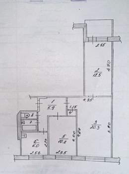 3-к квартира, вторичка, 65м2, 6/9 этаж