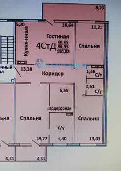 4-к квартира, вторичка, 100м2, 3/3 этаж