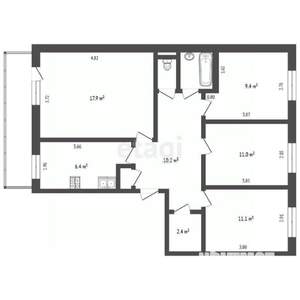 4-к квартира, вторичка, 72м2, 2/5 этаж