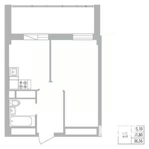 1-к квартира, вторичка, 37м2, 16/25 этаж