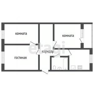 3-к квартира, вторичка, 59м2, 2/5 этаж