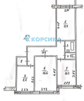 3-к квартира, вторичка, 65м2, 6/9 этаж