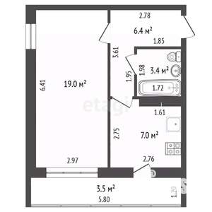 1-к квартира, вторичка, 36м2, 10/10 этаж