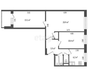 3-к квартира, вторичка, 60м2, 8/9 этаж