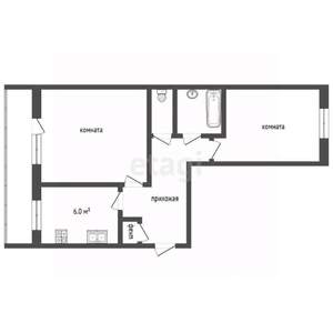 2-к квартира, вторичка, 43м2, 5/5 этаж