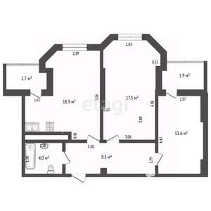 3-к квартира, вторичка, 61м2, 17/18 этаж