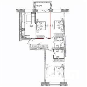 3-к квартира, строящийся дом, 89м2, 5/5 этаж
