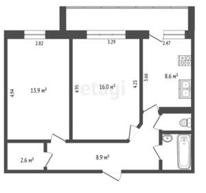 2-к квартира, вторичка, 54м2, 6/10 этаж