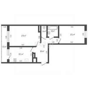 2-к квартира, вторичка, 57м2, 17/18 этаж