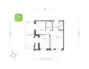 2-к квартира, вторичка, 63м2, 2/16 этаж