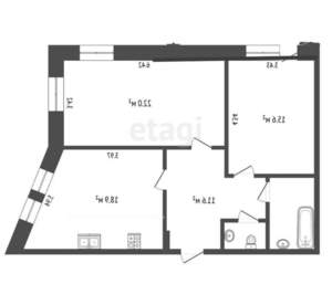 2-к квартира, вторичка, 75м2, 1/10 этаж