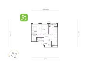 2-к квартира, вторичка, 63м2, 3/9 этаж