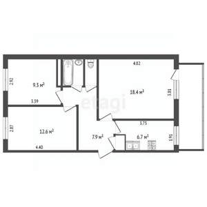 3-к квартира, вторичка, 58м2, 4/5 этаж