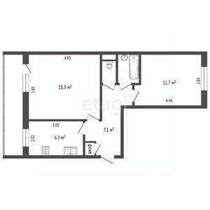 2-к квартира, вторичка, 44м2, 3/5 этаж