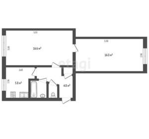 2-к квартира, вторичка, 47м2, 1/5 этаж