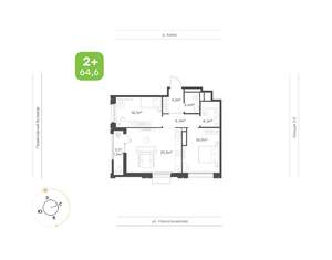 2-к квартира, вторичка, 66м2, 22/24 этаж