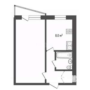 1-к квартира, вторичка, 35м2, 6/12 этаж