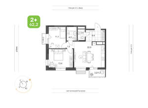 2-к квартира, вторичка, 63м2, 13/24 этаж