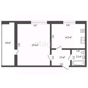 3-к квартира, вторичка, 65м2, 5/5 этаж