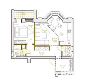 2-к квартира, вторичка, 66м2, 1/10 этаж