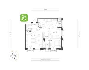 3-к квартира, вторичка, 90м2, 8/16 этаж