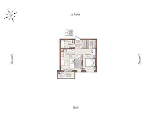 1-к квартира, вторичка, 42м2, 2/9 этаж