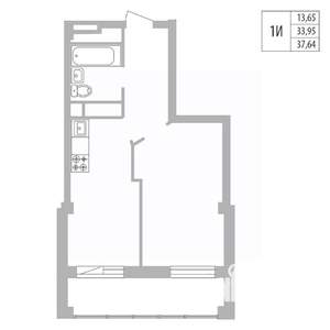 1-к квартира, вторичка, 38м2, 13/25 этаж