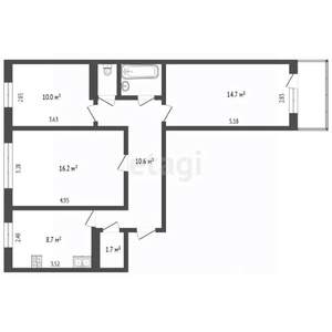 3-к квартира, вторичка, 66м2, 9/10 этаж