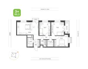 3-к квартира, вторичка, 85м2, 3/24 этаж