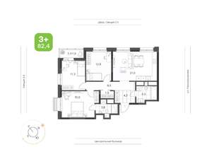 3-к квартира, вторичка, 82м2, 13/21 этаж