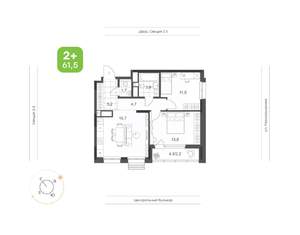2-к квартира, вторичка, 62м2, 14/21 этаж