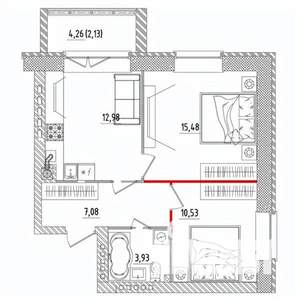 2-к квартира, строящийся дом, 52м2, 3/5 этаж