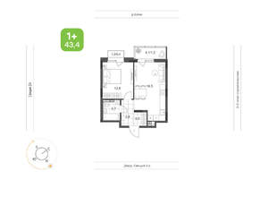 1-к квартира, вторичка, 43м2, 3/24 этаж