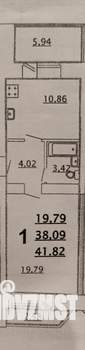 1-к квартира, вторичка, 42м2, 9/10 этаж