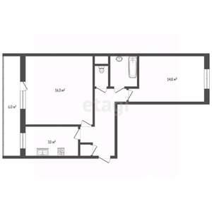 2-к квартира, вторичка, 43м2, 5/5 этаж