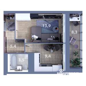 1-к квартира, вторичка, 36м2, 20/25 этаж